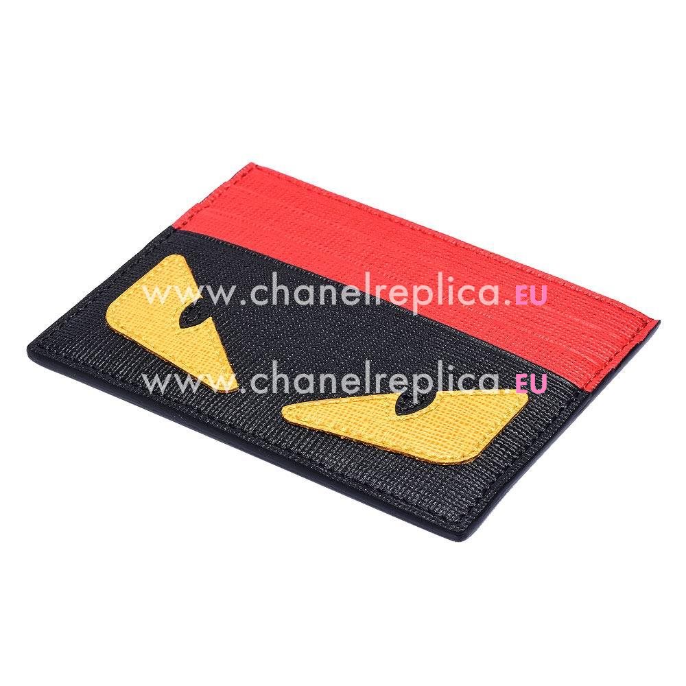 FENDI Monster Eye Cowhide Leather Card Bag Black/Red F1548732