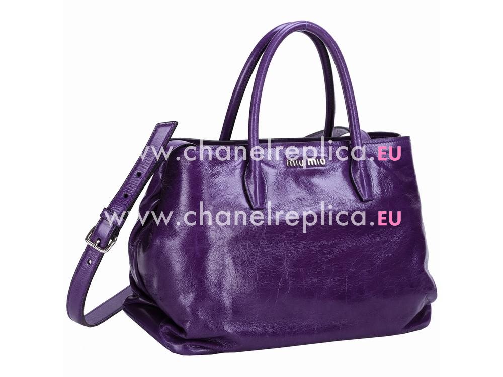 Miu Miu Vitello Shine Calfskin Handbag In Purple RN1015