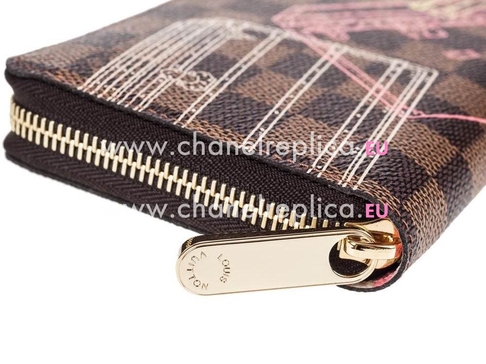 Louis Vuitton Damier Ebene Canvas Zippy Wallet Luggage Design N63026