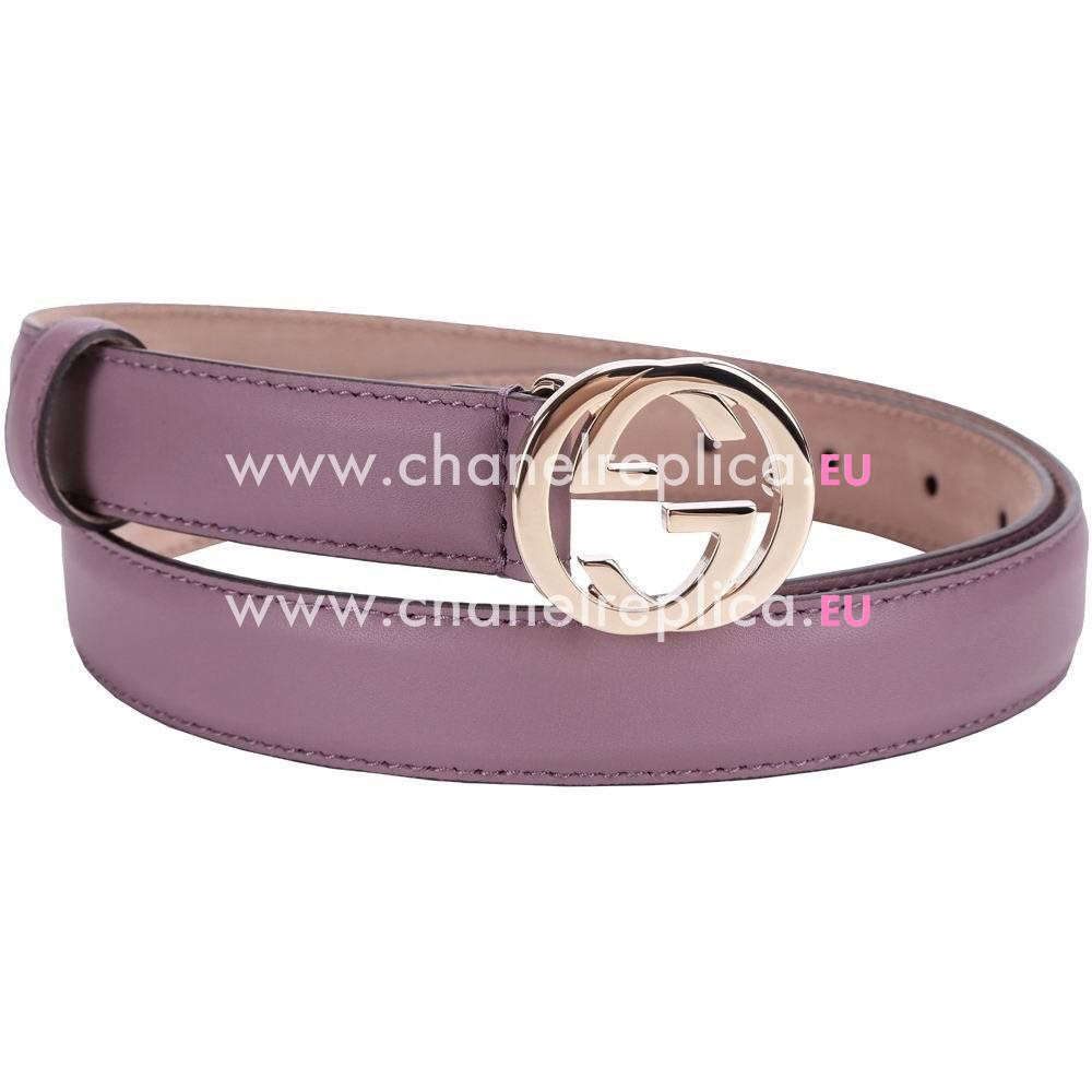 Gucci GG Gold Buckle Light Purple Belt G5941106