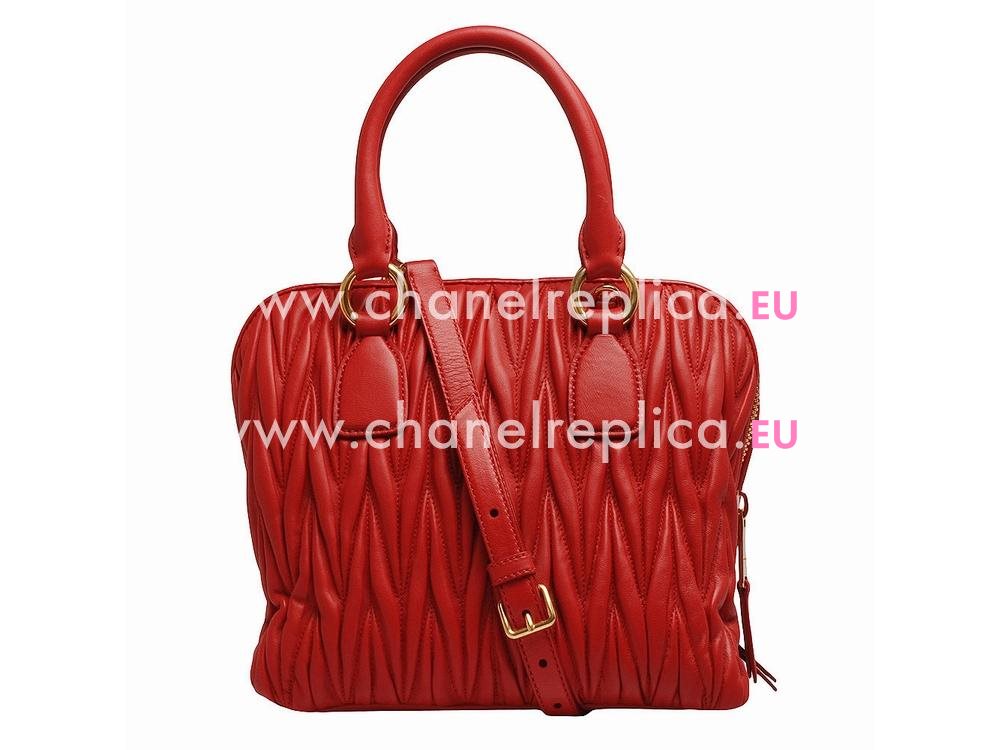 Miu Miu Matelasse Lux Nappa Leather Handbag Bright Red RL0092