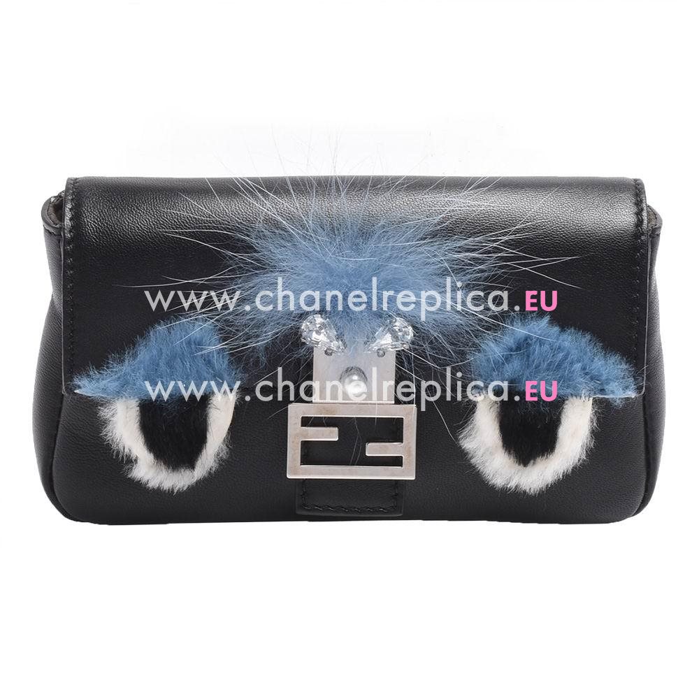 FENDI Micro Baguette Calfskin Mini Bag Black F1548657