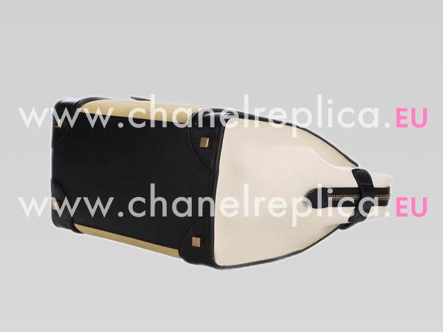 Celine Calfskin Nano Luggage Bag Black/Yellow/Beige CE44896