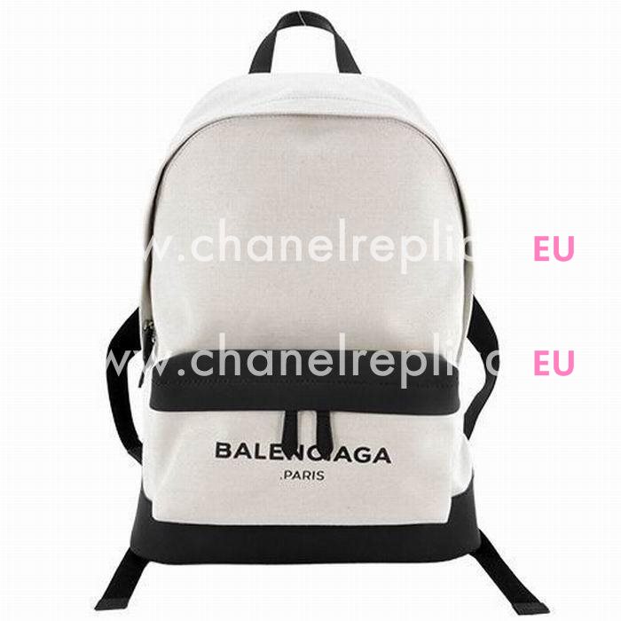 Balenciaga Navy Canvas Zipper Backpack Beige Black B6112208