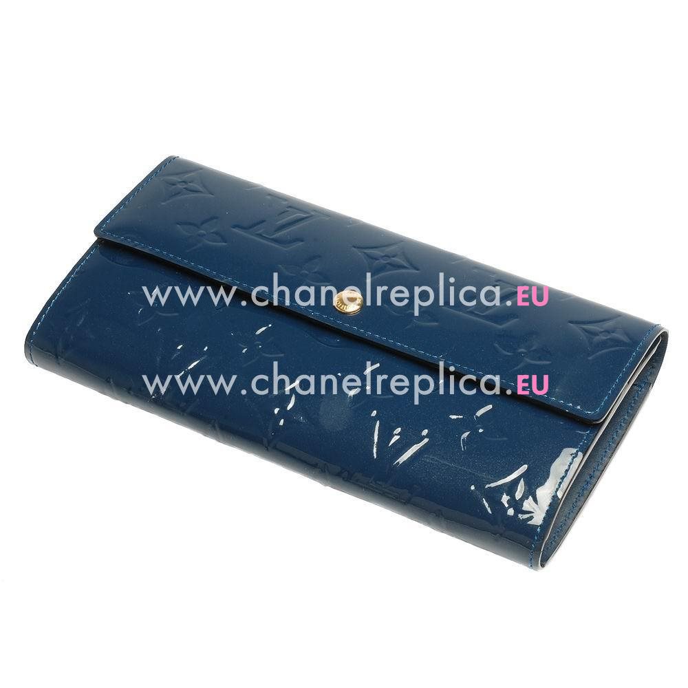Louis Vuitton Monogram Vernis Patent Leather Wallet In Indigo blue M90049