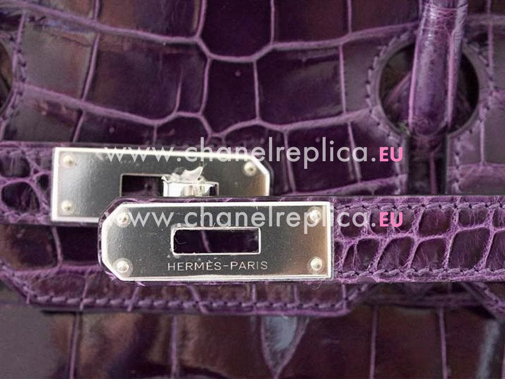 Hermes Birkin 35 Real Crocodile Amethyst Palladium Hand Sew H1043PLG