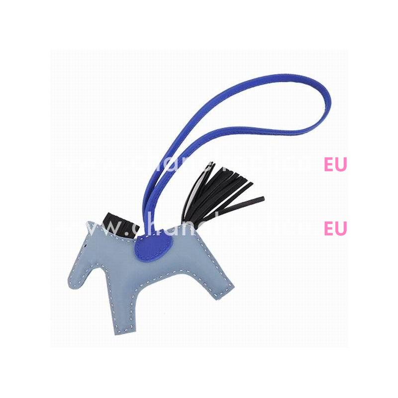 Hermes Horse Sheepskin Handbag Hanging Omarment In Gray Blue H4567891
