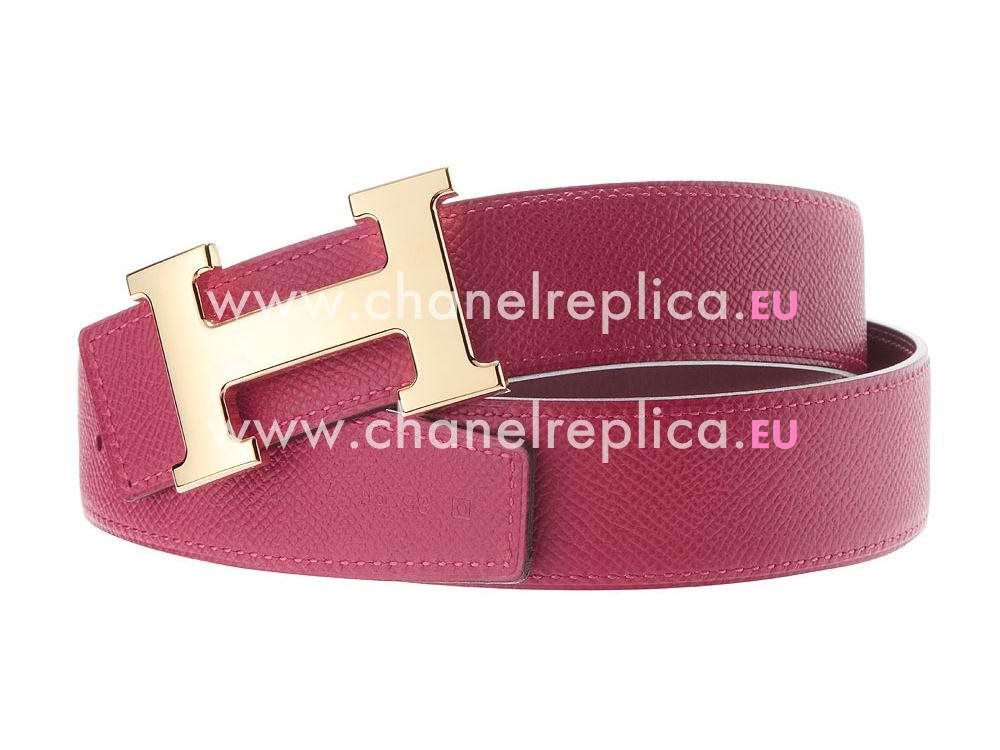 Hermes Gold H Red Epsom and Wine Red Togo Leather Two-sided Belt H918102