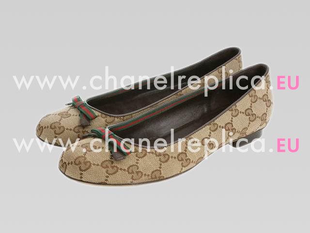 Gucci Tan/Light Splash GG Patent Horsebit Bow Flats 317911