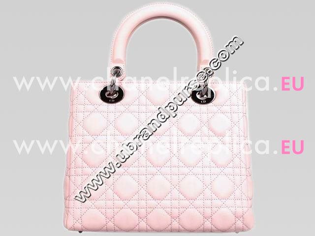 Dior Lady Dior Cannage Lambskin Leather In Pink D3024