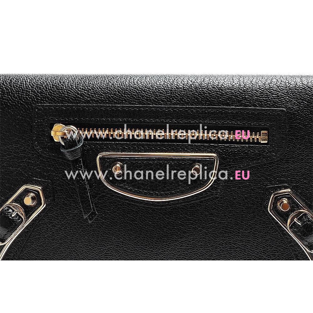 Balenciaga Metallic Edge Money Lambskin Gold Hardware Wallets Black B2055122