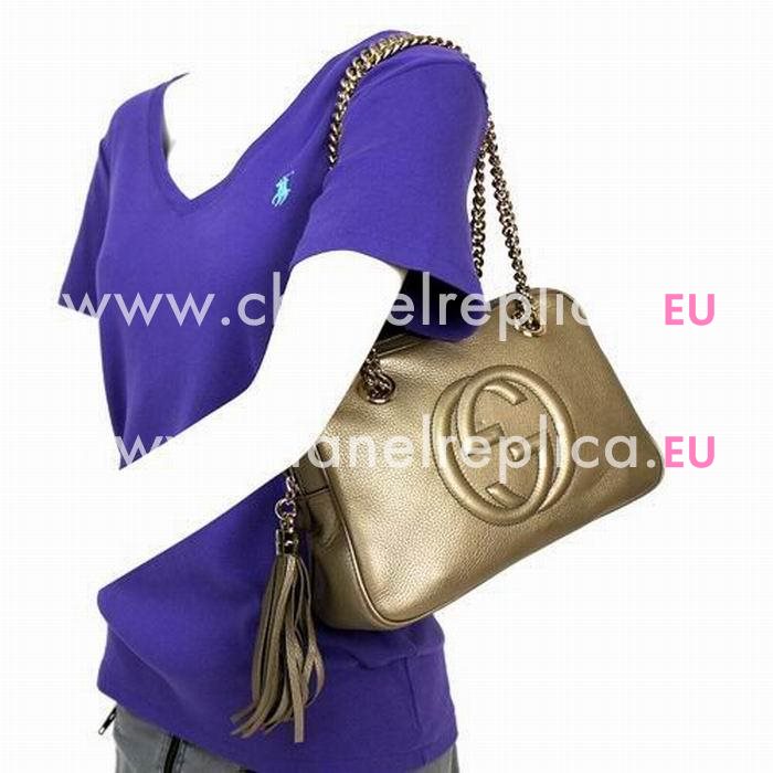 Gucci Soho GG Calfskin Shoulder Bag Champagne Golden G5235743