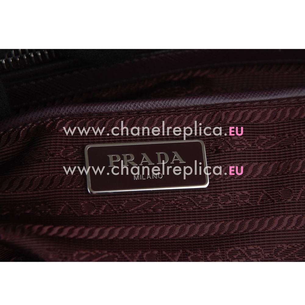 Prada Teaauto Saffiano Classic Triangle Logo Nylon Chain Handle/Shoulder Bag Burgundy PR6101905