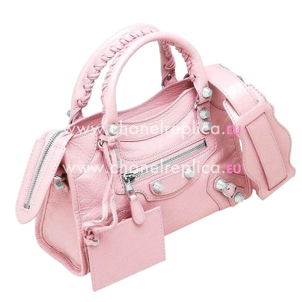 Balenciage City Lambskin Silvery hardware Classic Mini Bag Sakura Pink B5199240