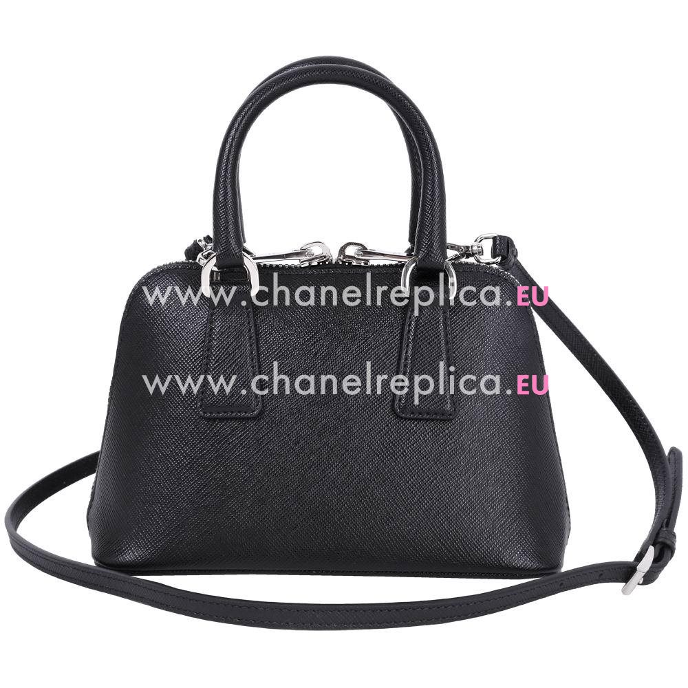 Prada Lux Saffiano Classic Triangle Logo Cowhide Handle/Shoulder Bag Black PR803A95