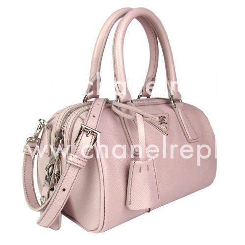 Prada Saffiano Lux Triangle Logo Boston Mini Bag Pink PCL846Y