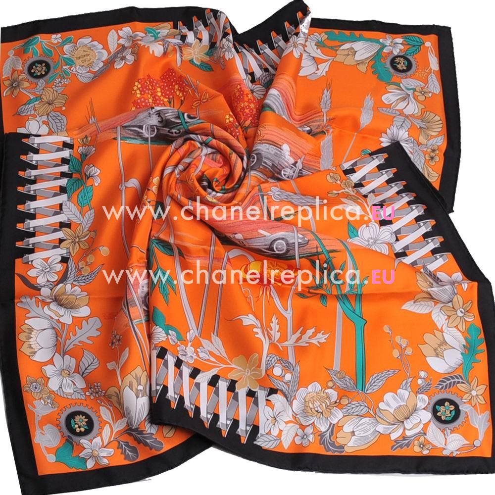 Hermes Classic Car Silk Scarf Orange H6102845