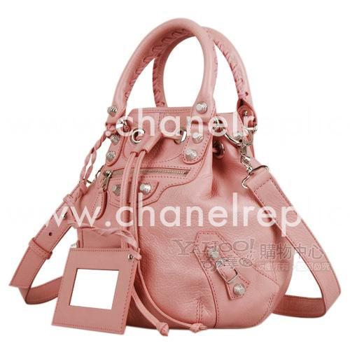 Balenciage Pompon Lambskin Silvery hardware Classic Mini Bag Rose Pink B4458113