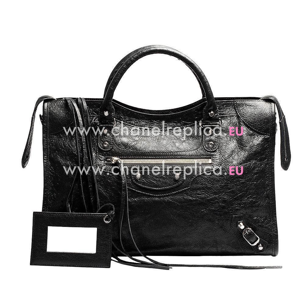 Balenciage City Lambskin Silvery hardware Classic Bag Black B2054979