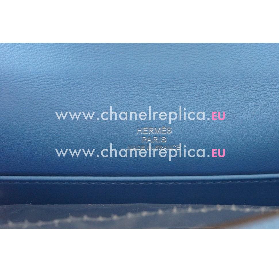 Hermes Kelly Pochette Blue Paradis Swift Palladium Hardware HK1022KPB