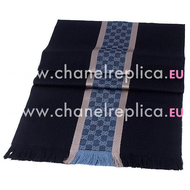 Gucci G Logo Wool Silk Scarf Deep Blue G6102822