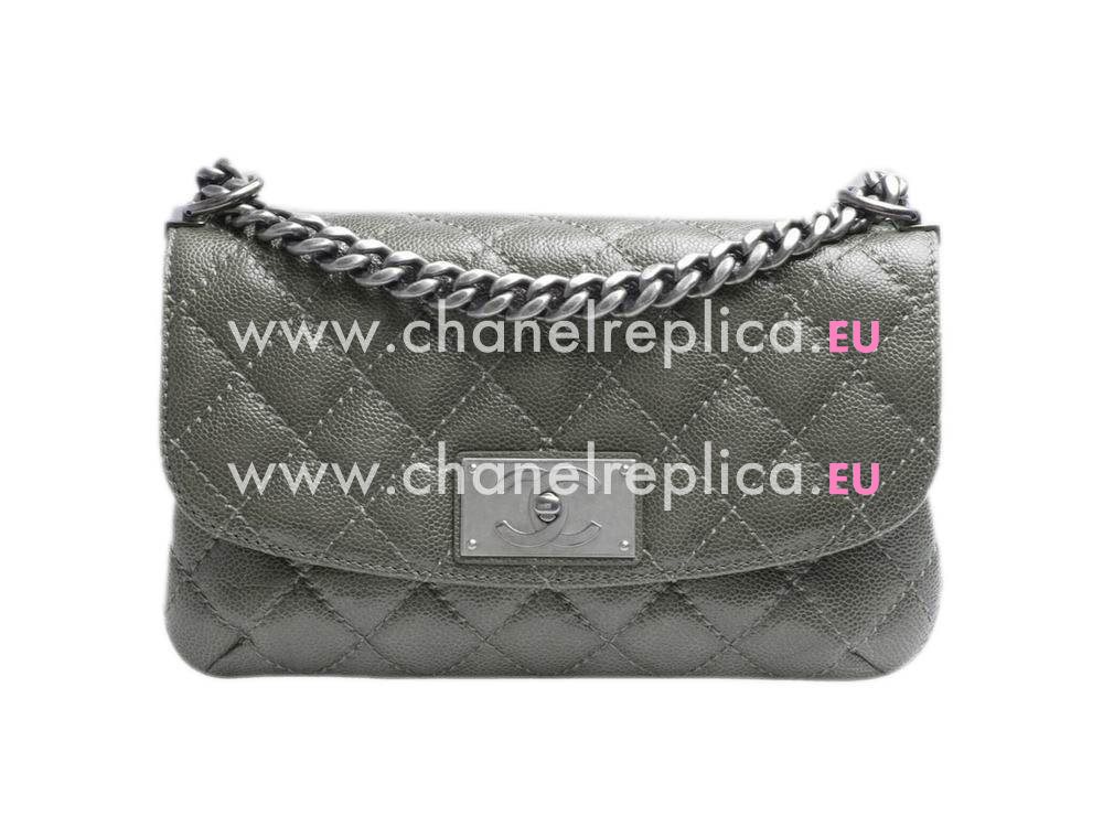 Chanel Caviar Leather Anti-silver Chain Shoulder Bag Gray A58072