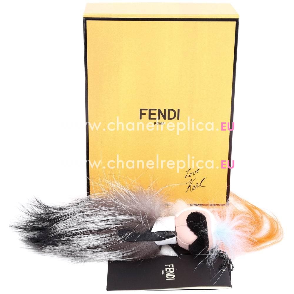 FENDI Karlito Bag Bugs The Fox Pendant Black/Orange F1548745