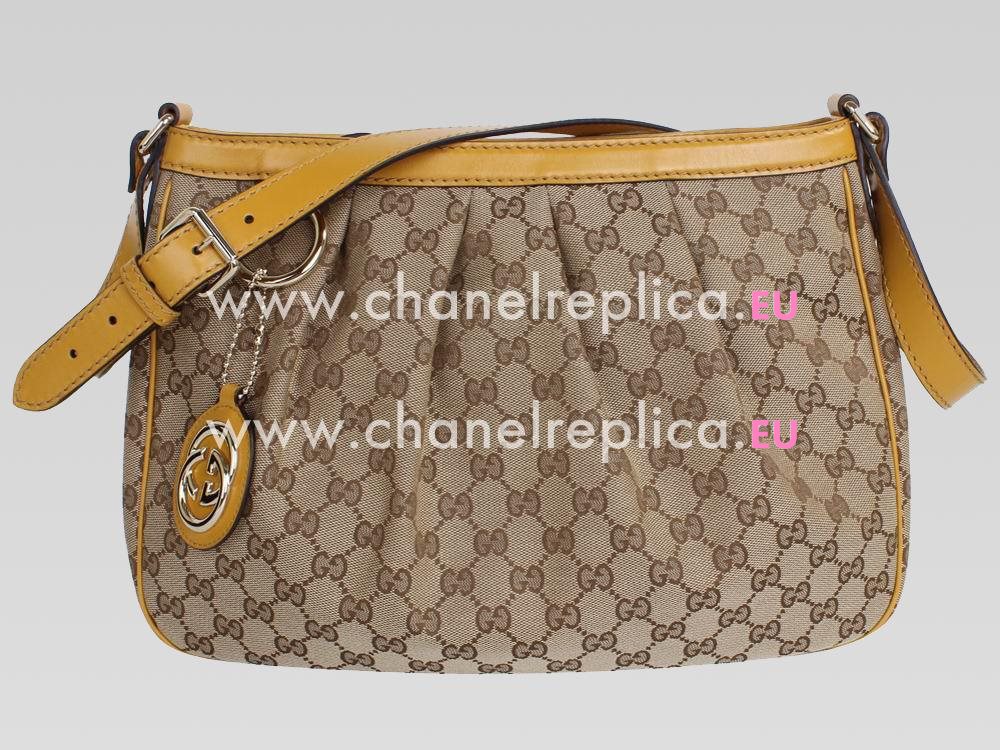 Gucci G-logo Fabric Shouldbag With Sienna Cowhide sides GU455455