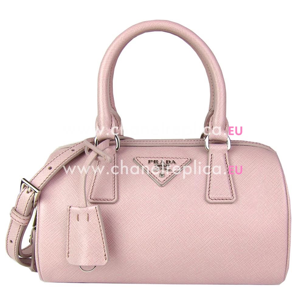 Prada Saffiano Lux Triangle Logo Boston Mini Bag Pink PCL846Y