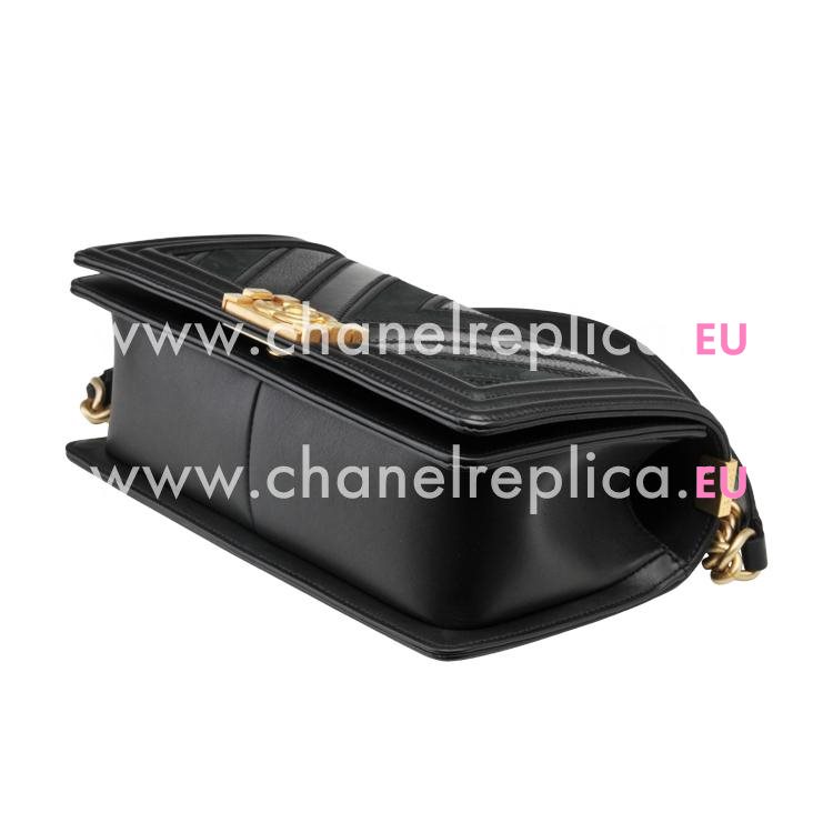 Chanel Black Calfskin Chevron Gold Chain Medium Handbag A67086C