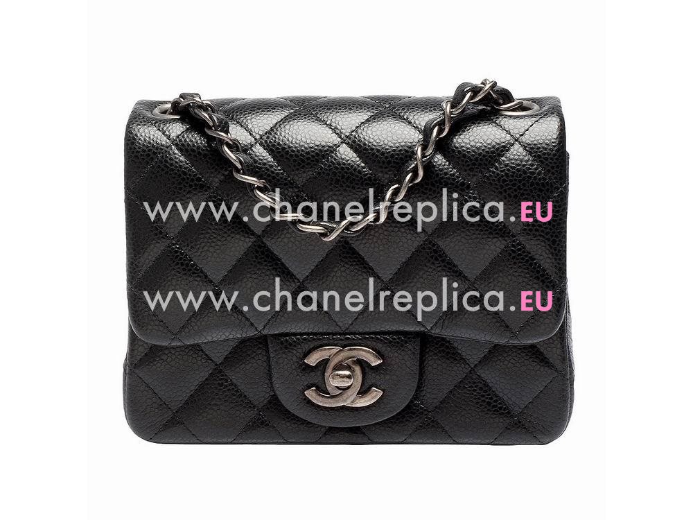 Chanel Mini Coco Caviar Flap Bag Black(Anti-Silver) A35201AS