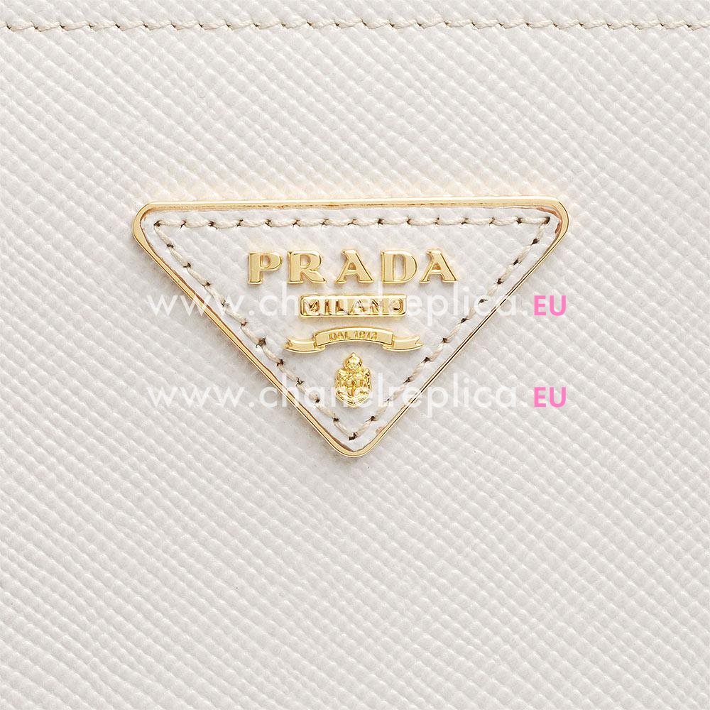 Prada Saffiano Cuir Large Double Tote Bag Off-white PR624E47