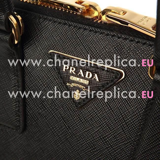 Prada Lux Saffiano Zipper Classic Triangle Logo Cowhide Handle/Shoulder Bag Black PR5362359