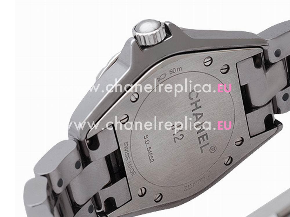 Chanel J12 Quartz Grey Ceramic Full Diamond Dress Watch H2565