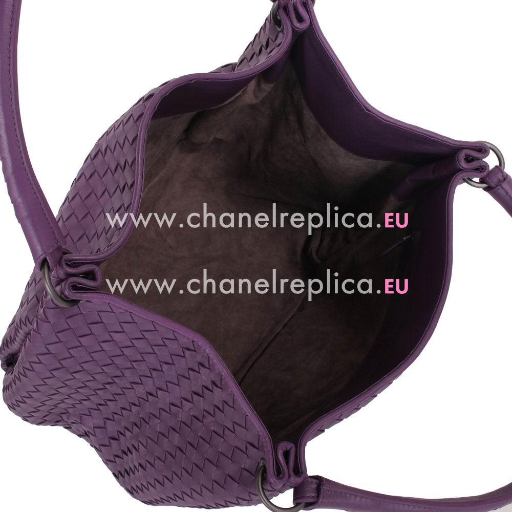 Bottega Veneta Classic Intrecciato Nappa Weave Falcate Shoulder Bag In Purple BV541671