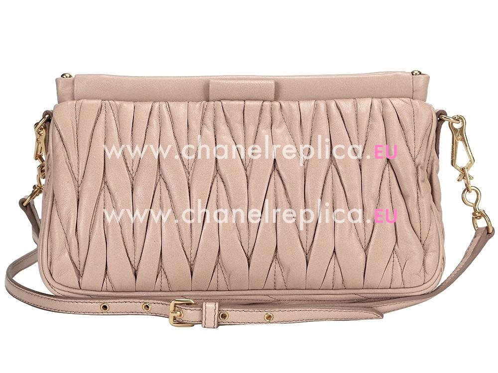 Matelassé nappa leather clutch Nude RP0356