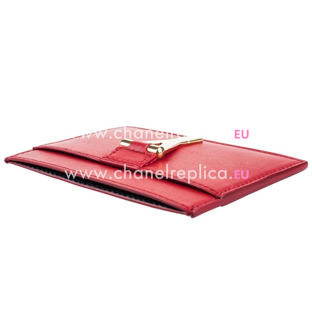 YSL Saint Laurent Paris Caviar Calfskin Y Cardcase In Red YSL5145579