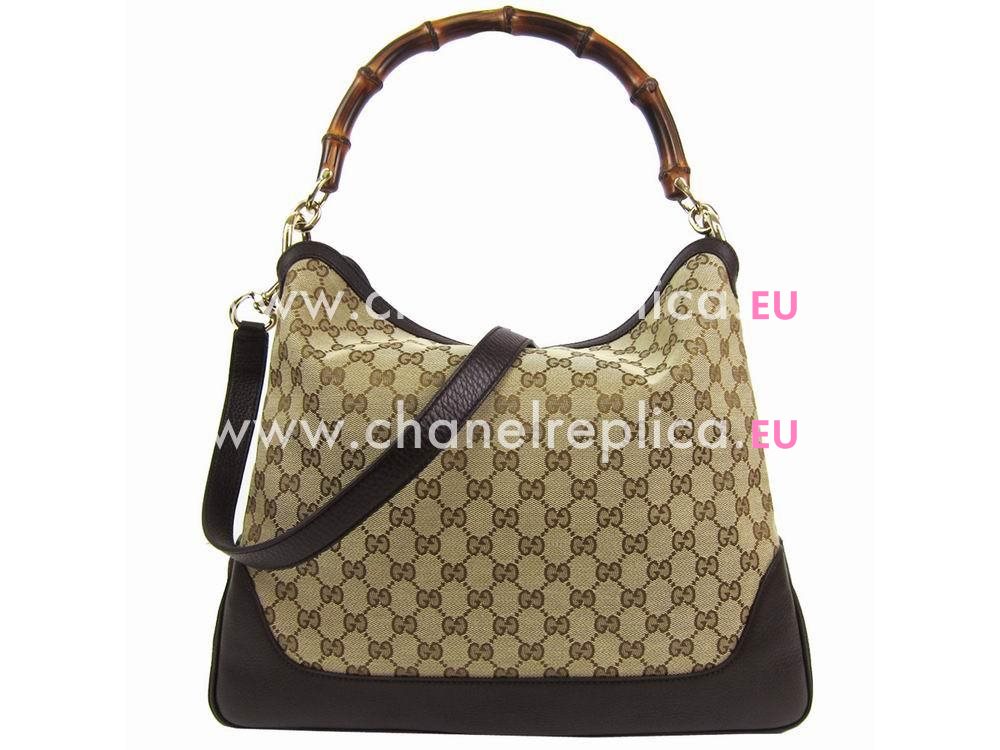 Gucci Bamboo Calfskin Handle Bag In Khaki G282315