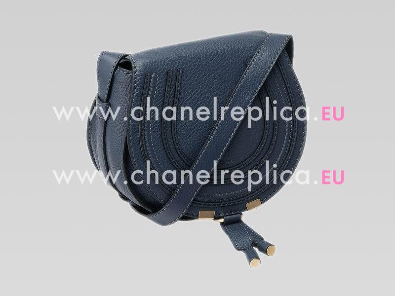 CHLOE Nano Marcie Calfskin Saddle Bag Royal Navy C483355