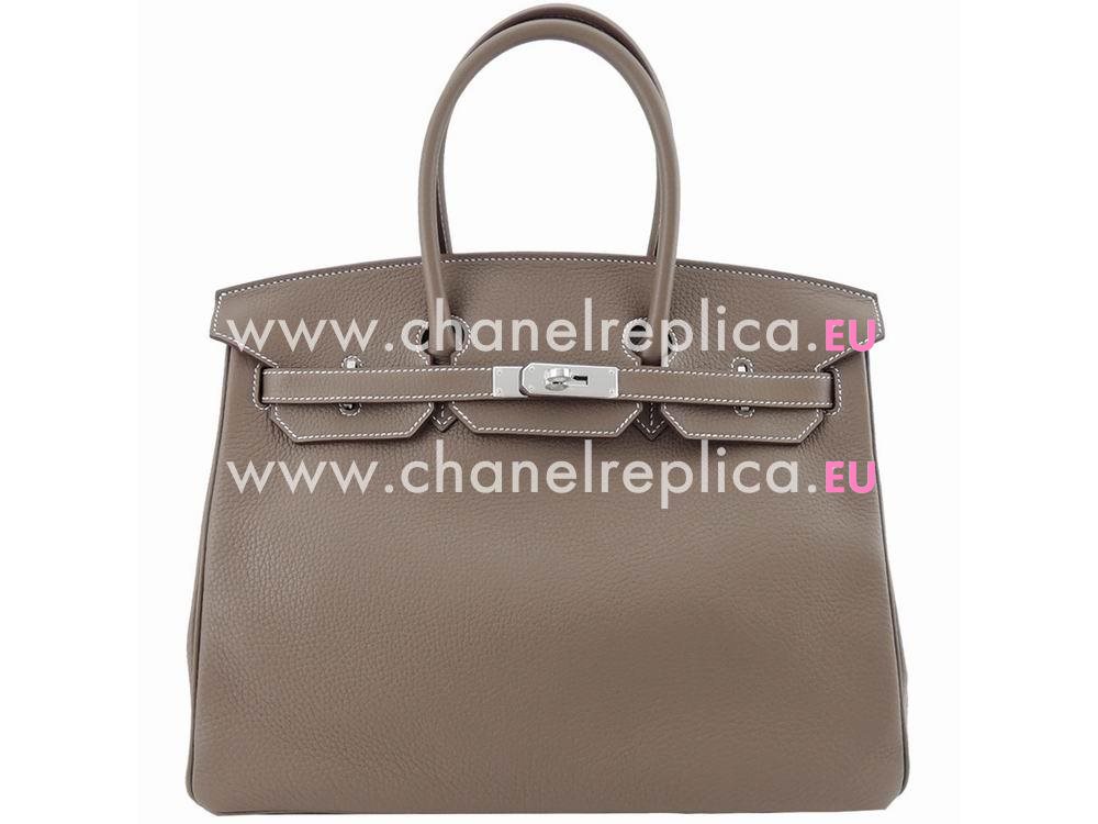 Hermes Birkin 35 Clemence Etoupe Palladium Hardware Hand Sew H1035NFD