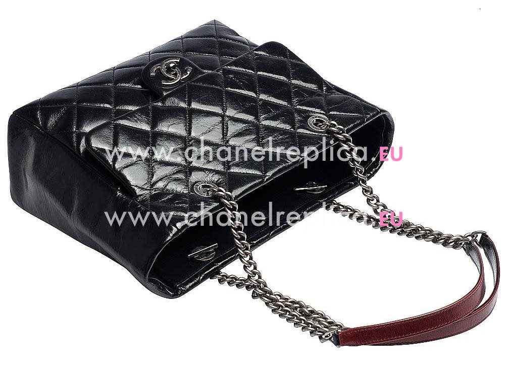 Chanel Calfskin CC Logo Classic Bag (black X bordeaux) A58508