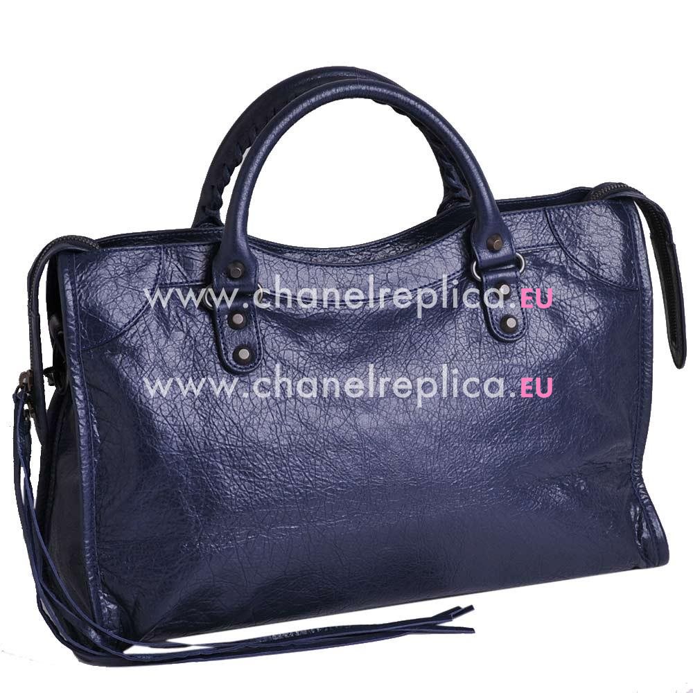 Balenciage City Lambskin Age Brass hardware Classic Bag DeepNight Blue B2054975