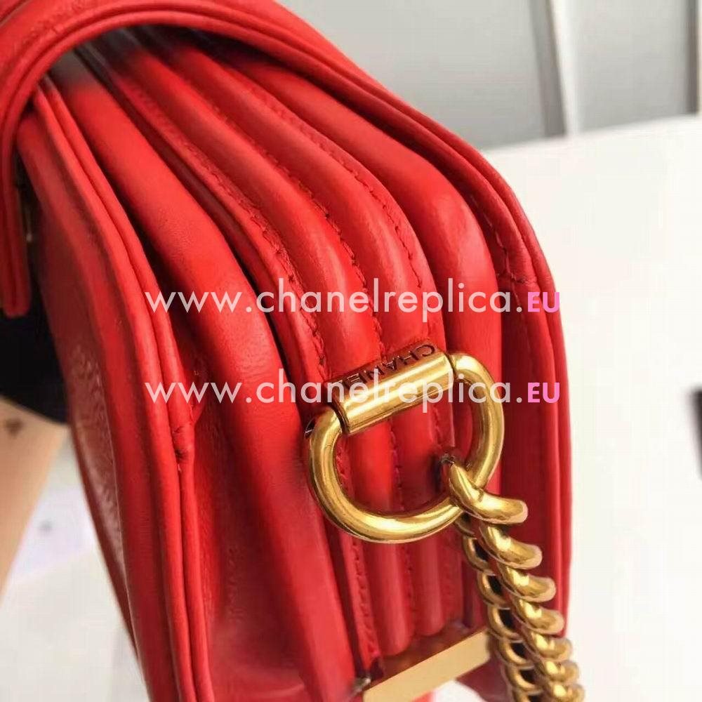 Chanel Classic Gold Hardware Trichogaster leeri Leather Shoulder Bag Red C6120501