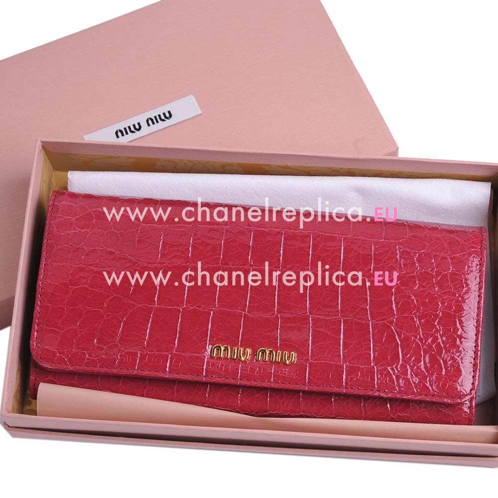 Miu Miu Matelassé Crocodile Wallet In Red MM5068830