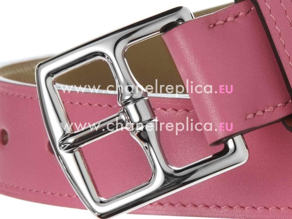 Hermes Etriviere Rose Pink Calfskin Belt H200298