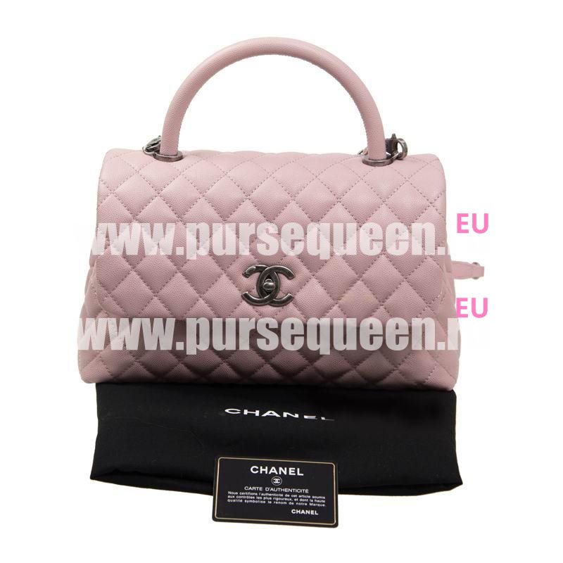 Chanel Calfskin Leather Coco Handle Anti-Silver Hardware Pink A92991CPINKS