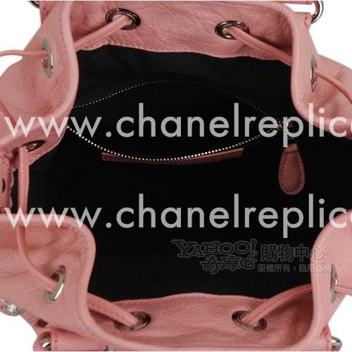 Balenciage Pompon Lambskin Silvery hardware Classic Mini Bag Rose Pink B4458113