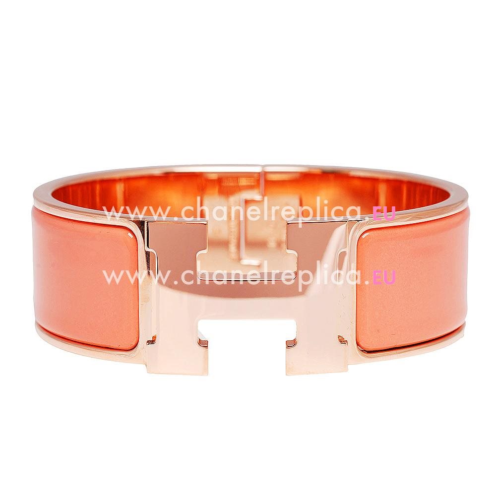 Hermes Medium Enamelled Click H Logo Bracelet Rose Gold/ Pink HE52595