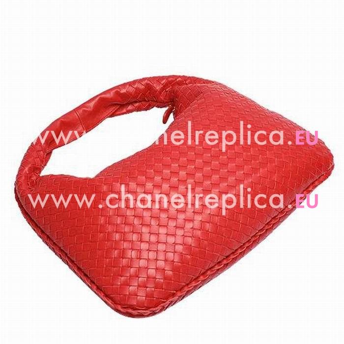 Bottega Veneta Classic Intrecciato Nappa Weave Falcate Shoulder Bag In Vermilion B5221104