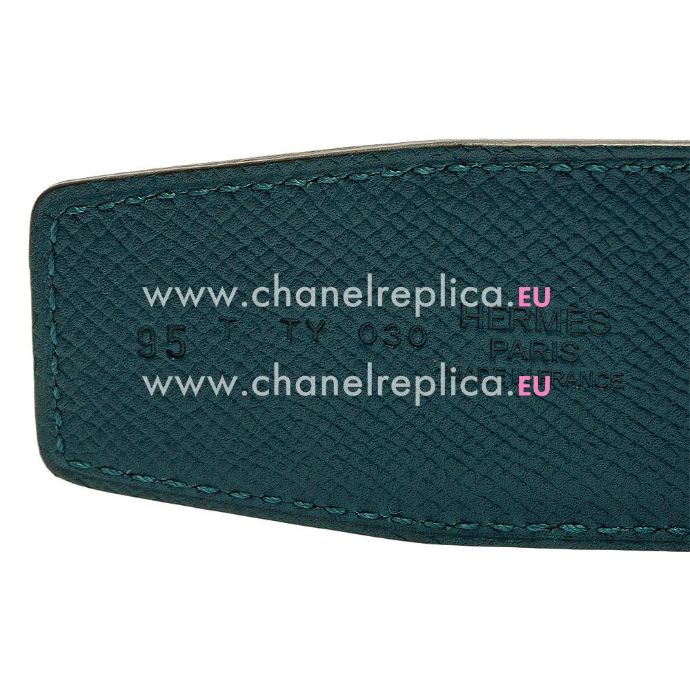 Hermes Gold H Buckle Turkey Blue-Light Blue Epsom Two-sided Belt H052000